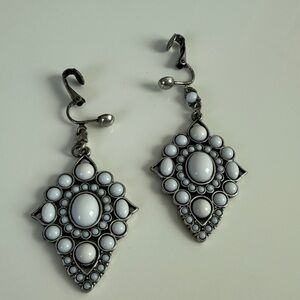 Elegant Silver and White Drop Earrings